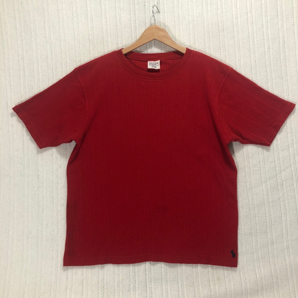 Polo Ralph Lauren Waffle Knit T-Shirt Short Sleeve Casual Red Men's Size XL